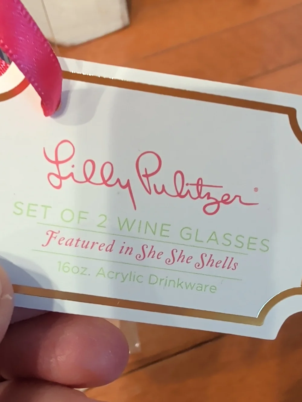 NWT Lilly Pulitzer Set Of 2 Acrylic Wine Glasses pattern  